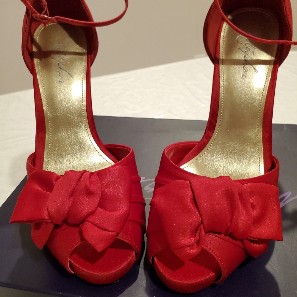 Satin Open Toe Heels - Picture 2 of 7
